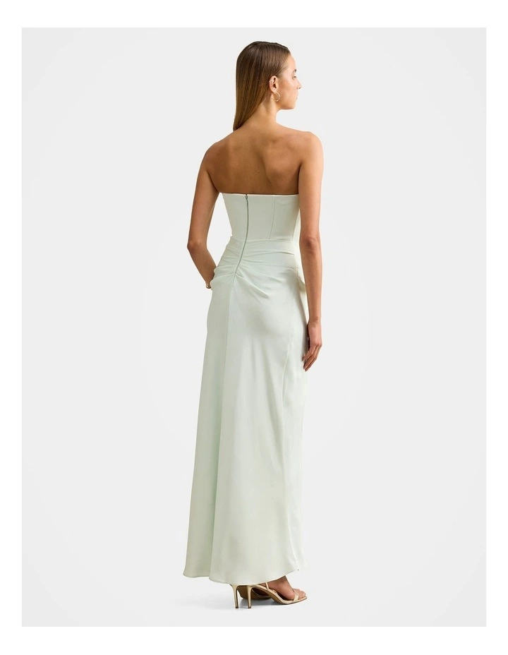 Isra Drape Strapless Maxi Dress in Green image 2