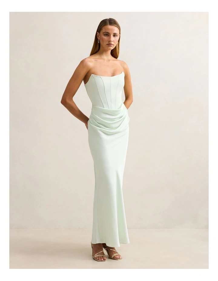 Isra Drape Strapless Maxi Dress in Green image 3