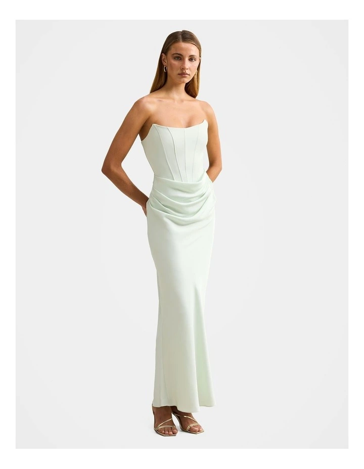 Isra Drape Strapless Maxi Dress in Green image 3