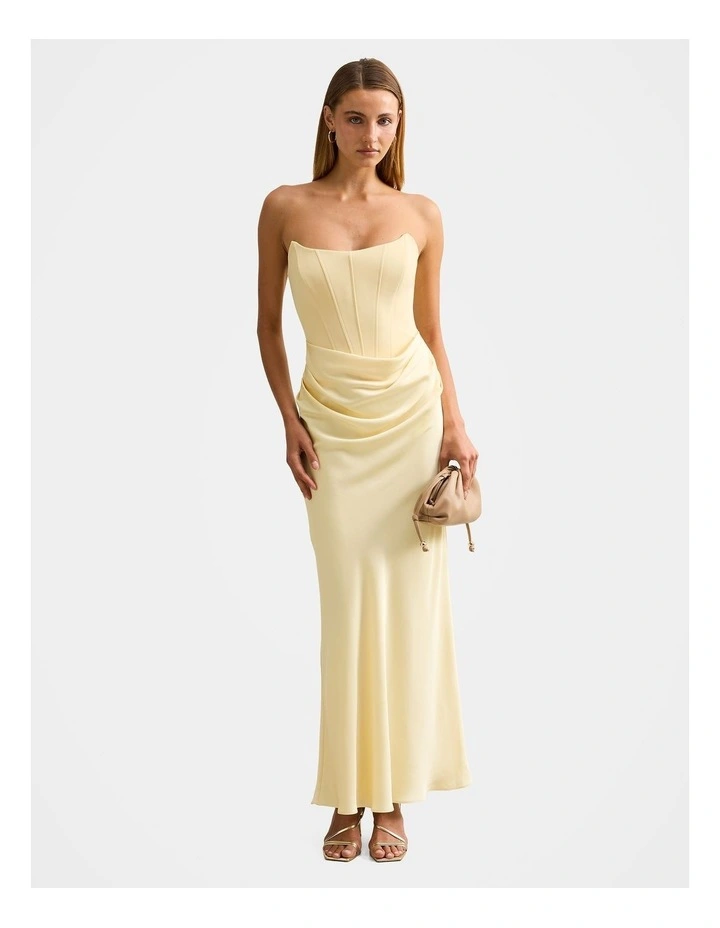 Isra Drape Strapless Maxi Dress in Yellow image 1