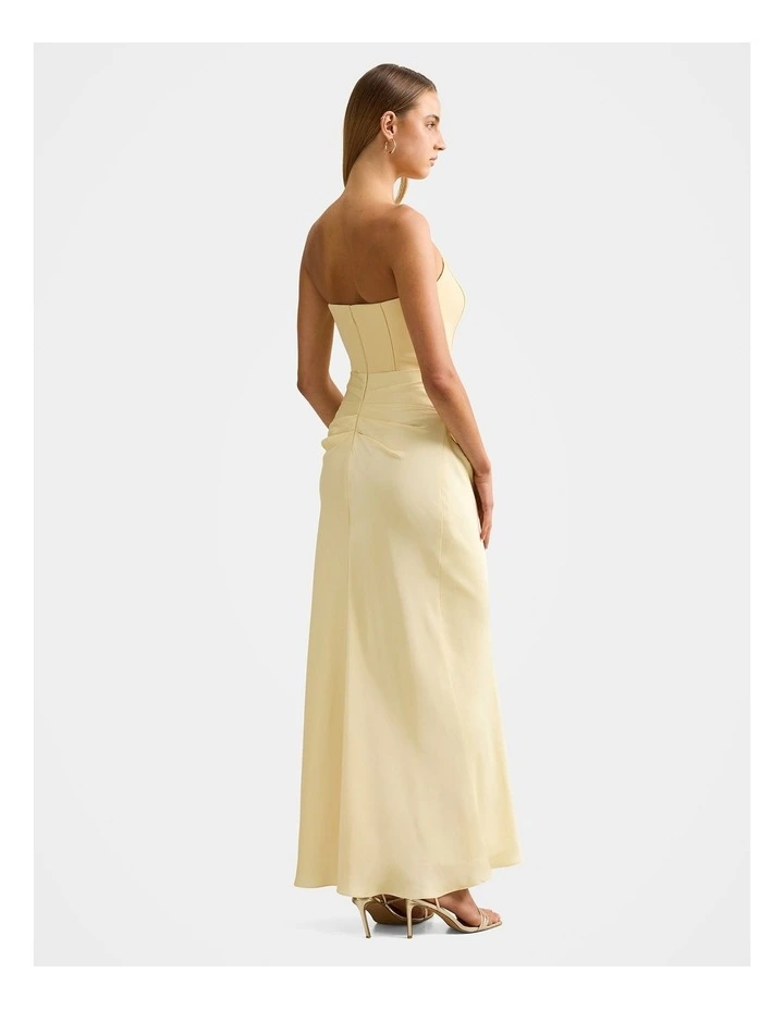 Isra Drape Strapless Maxi Dress in Yellow image 2
