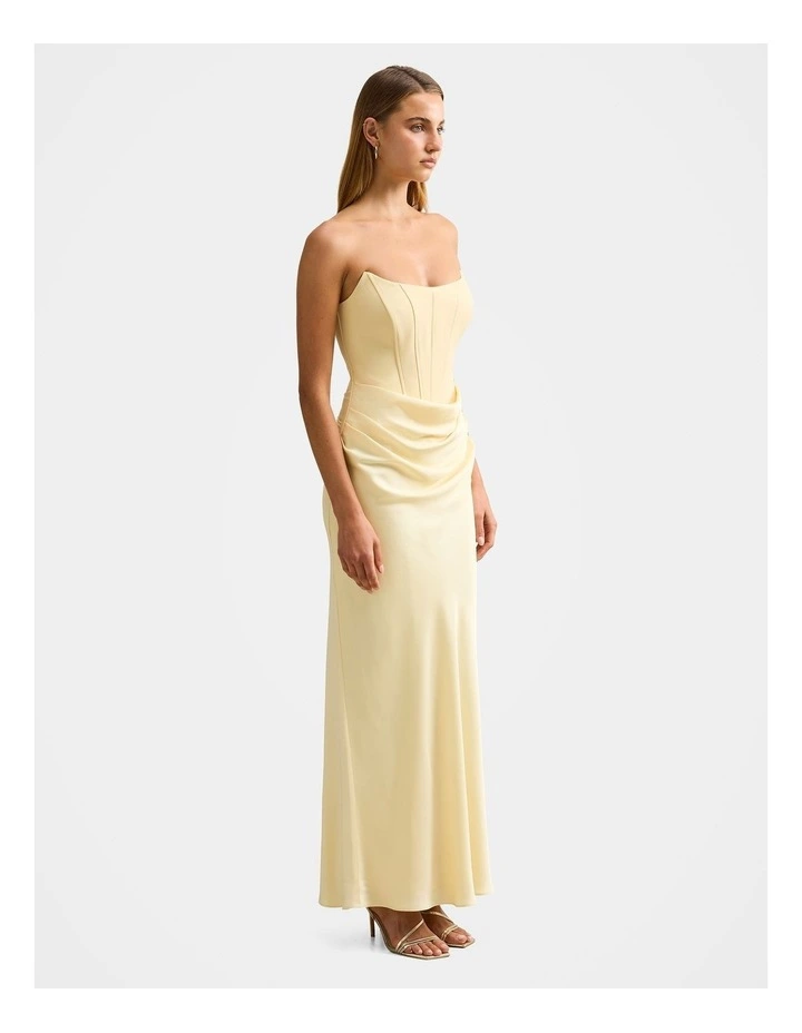 Isra Drape Strapless Maxi Dress in Yellow image 3