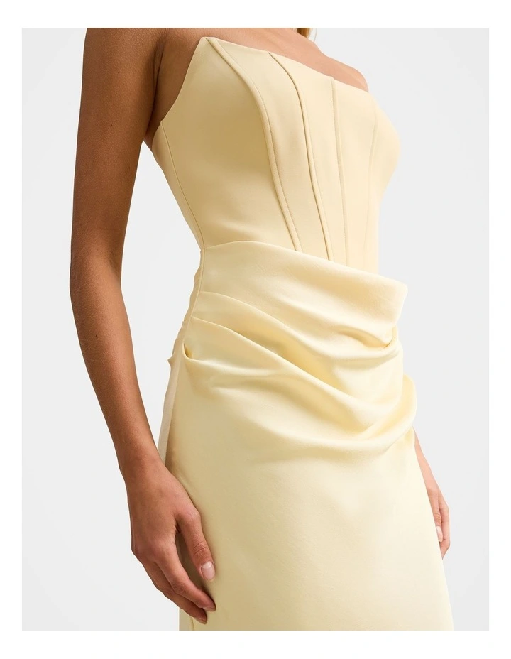 Isra Drape Strapless Maxi Dress in Yellow image 4