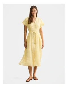Jemma Shirt Midi Dress in Yellow
