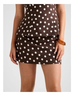 Saylor Linen Mini Skirt in Brown