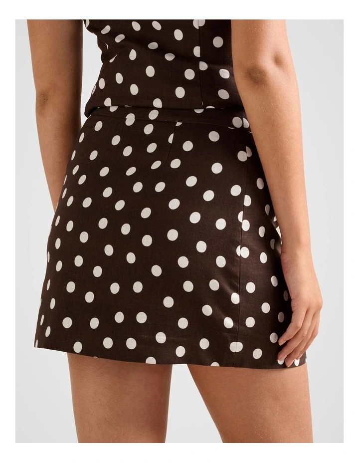 Saylor Linen Mini Skirt in Brown image 2