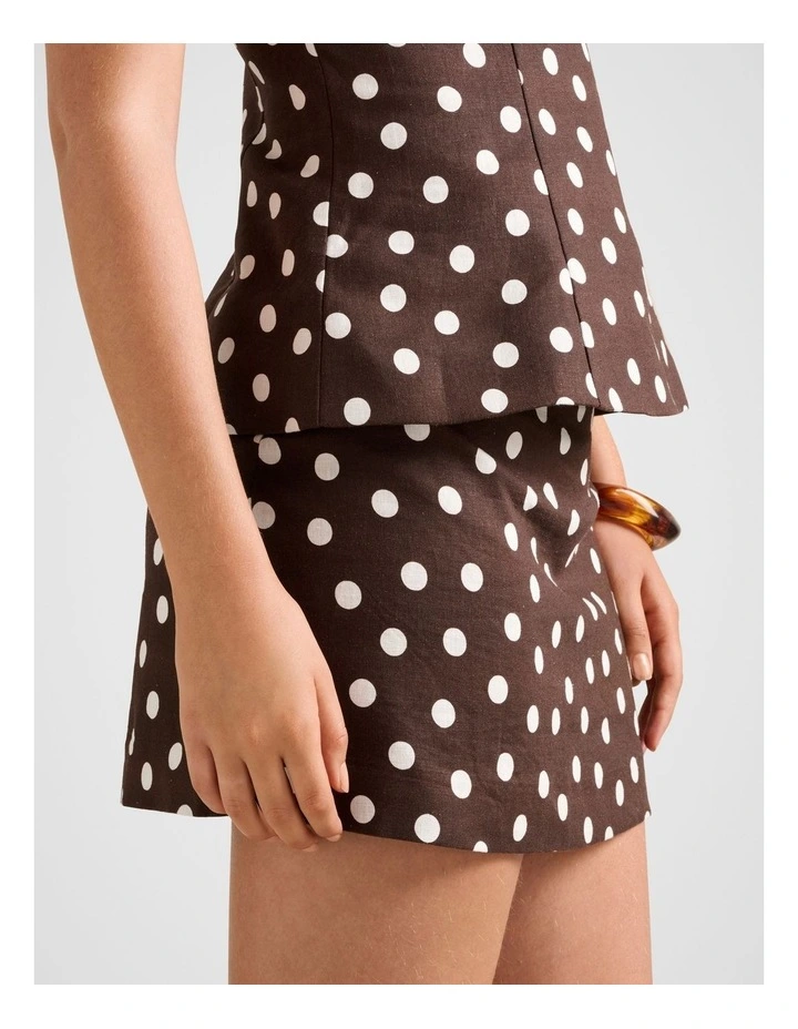 Saylor Linen Mini Skirt in Brown image 3