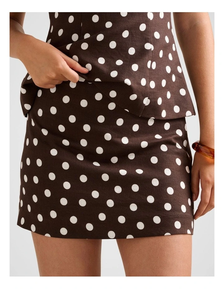 Saylor Linen Mini Skirt in Brown image 4