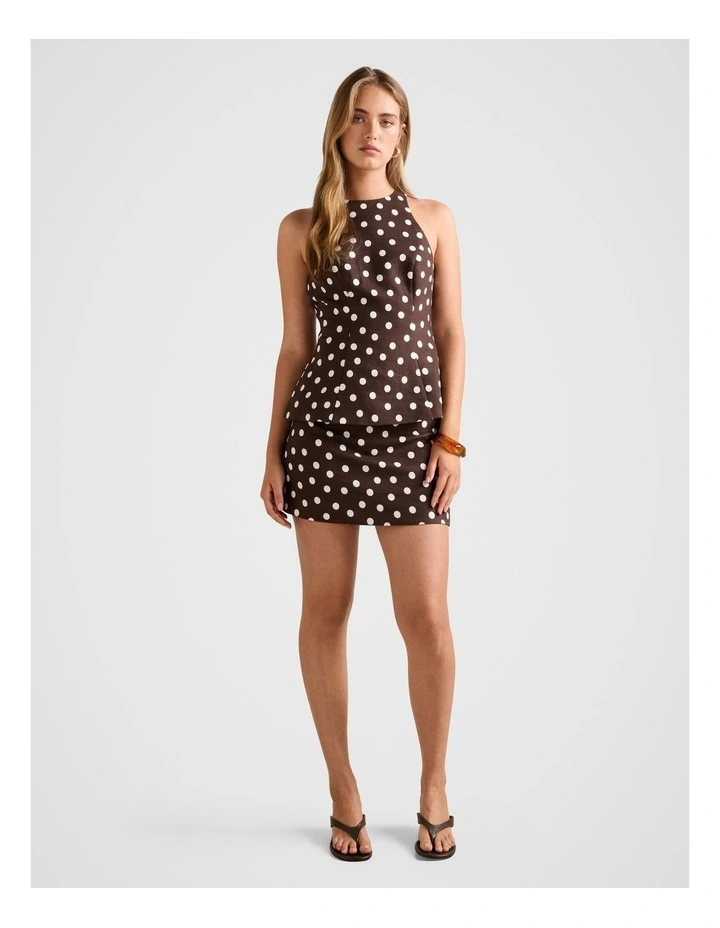 Saylor Linen Mini Skirt in Brown image 5