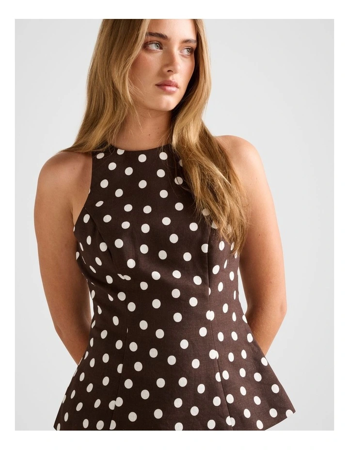 Liliana Linen Printed Top in Brown image 4