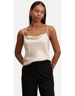 Tamsyn Satin Camisole Top in Beige