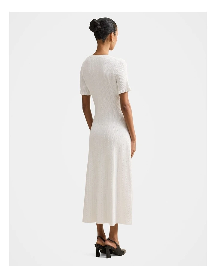 Violetta Stitch Interest Midi Dress in Cream image 2