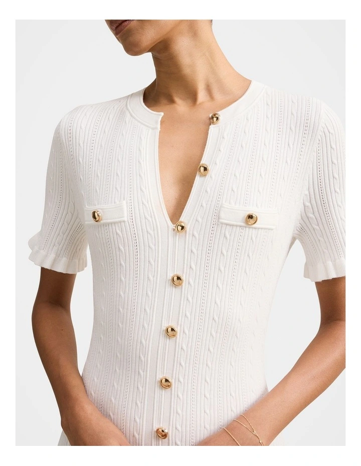 Violetta Stitch Interest Midi Dress in Cream image 4