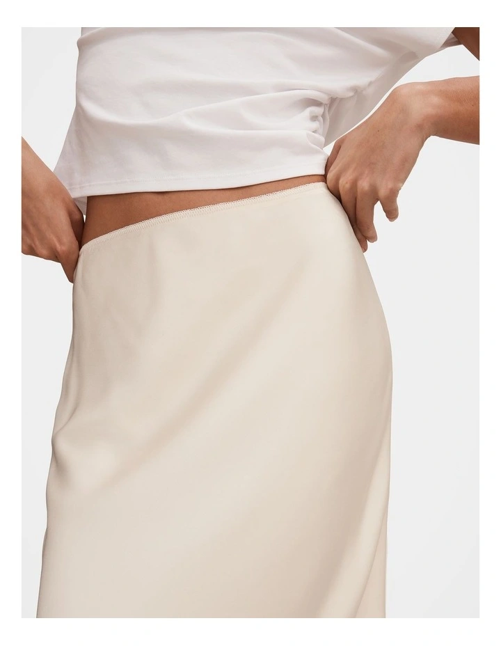 Liana Lace Satin Midi Skirt in Cream image 3