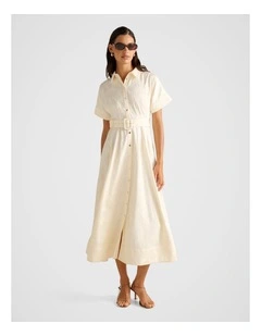 Judith Jacquard Shirt Dress in Cream