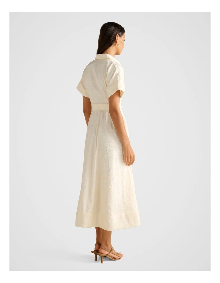 Judith Jacquard Shirt Dress in Cream image 2