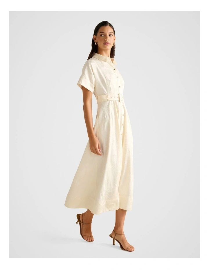 Judith Jacquard Shirt Dress in Cream image 3