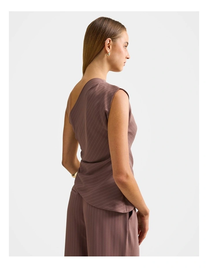 Willow Asymmetrical Tuck Top in Brown image 2