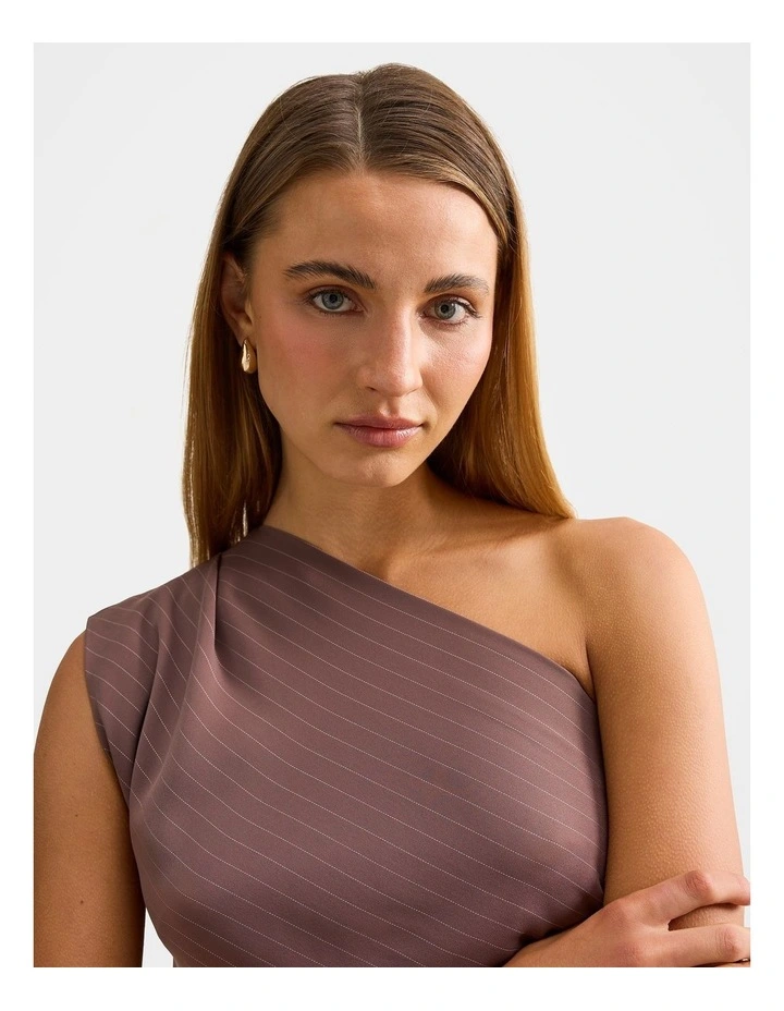 Willow Asymmetrical Tuck Top in Brown image 4