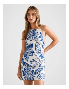 Letty Stretch Linen Mini Dress in Multi