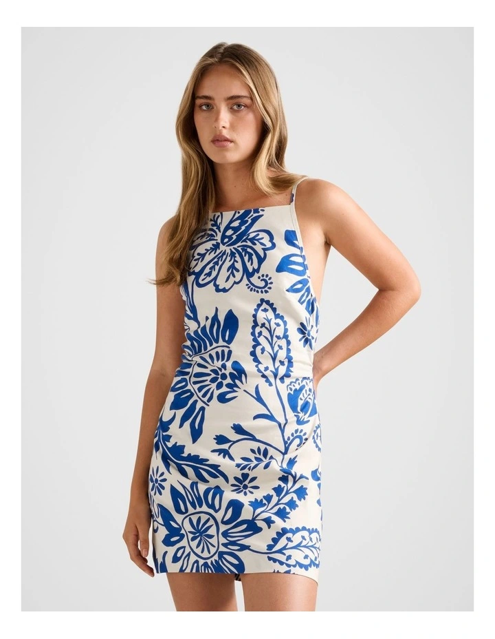 Letty Stretch Linen Mini Dress in Multi image 1