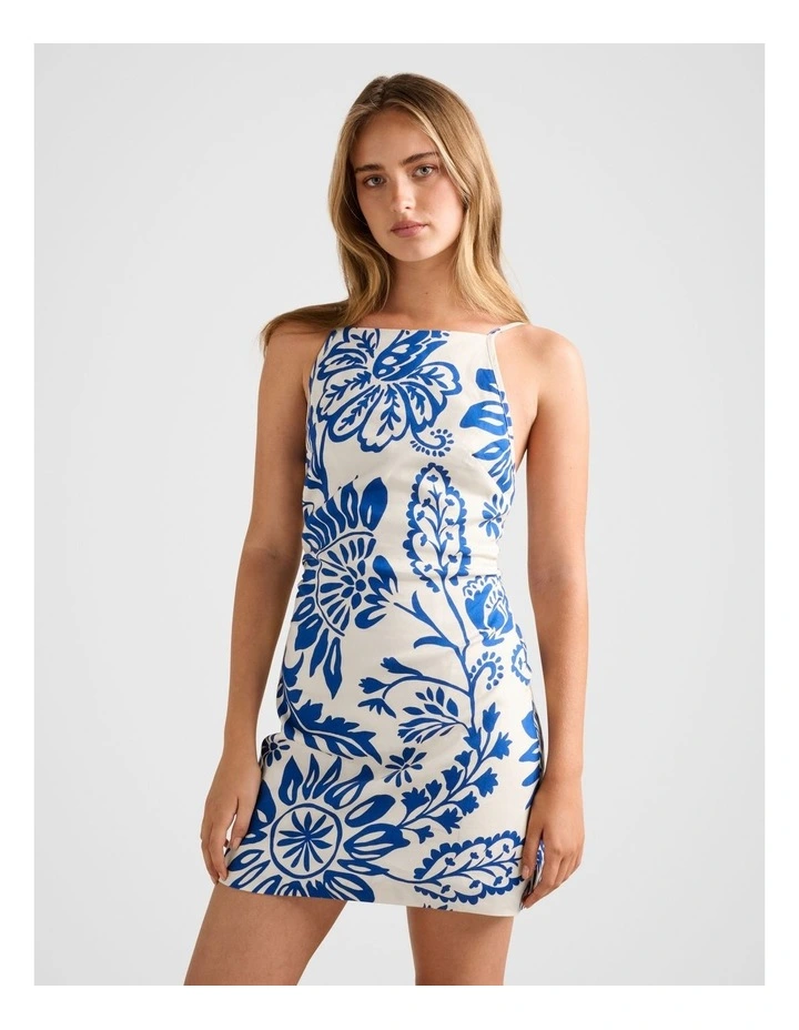 Letty Stretch Linen Mini Dress in Multi image 3