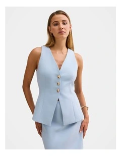 Larissa Long Waistcoat in Blue