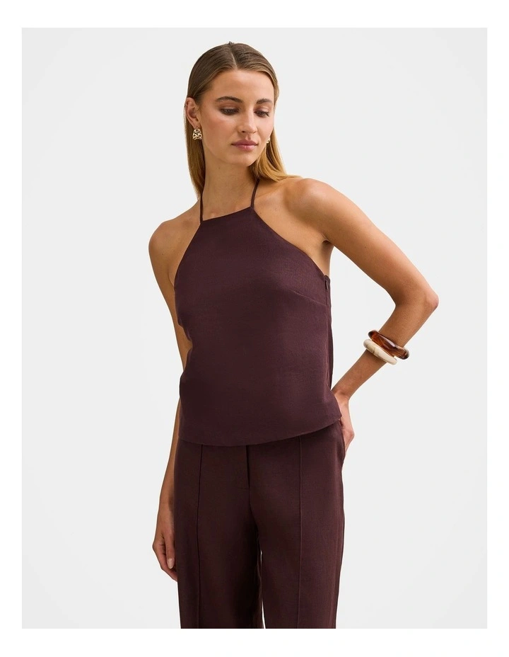 Hallie Halter Neck Top in Brown image 1