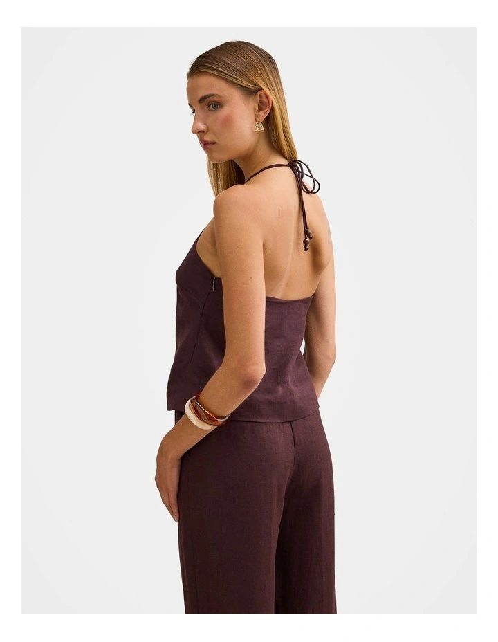 Hallie Halter Neck Top in Brown image 2