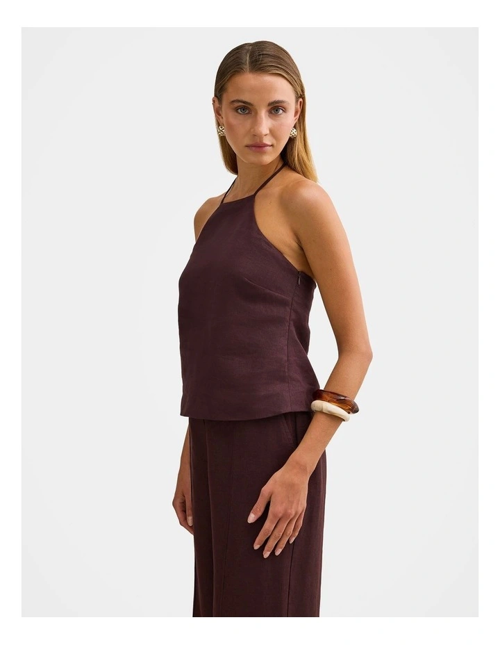 Hallie Halter Neck Top in Brown image 3