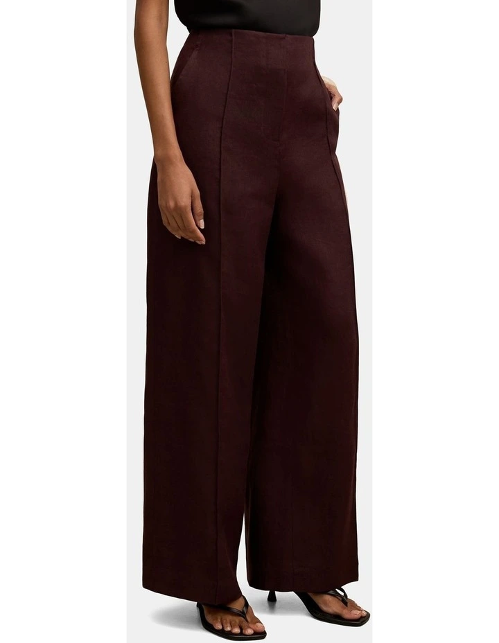 Posey Linen Wide Leg Pants in Chocolate image 3