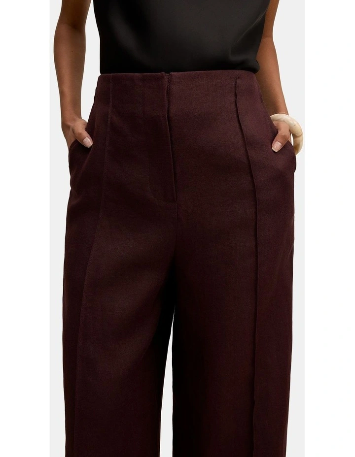 Posey Linen Wide Leg Pants in Chocolate image 4