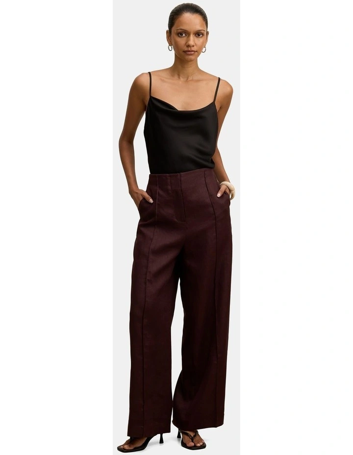 Posey Linen Wide Leg Pants in Chocolate image 5