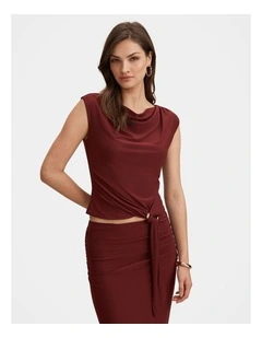 Jazelle Hardware Drape Detail Top in Red