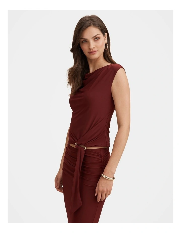 Jazelle Hardware Drape Detail Top in Red image 3