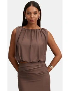 Sutton Sleeveless Bubble Top in Brown