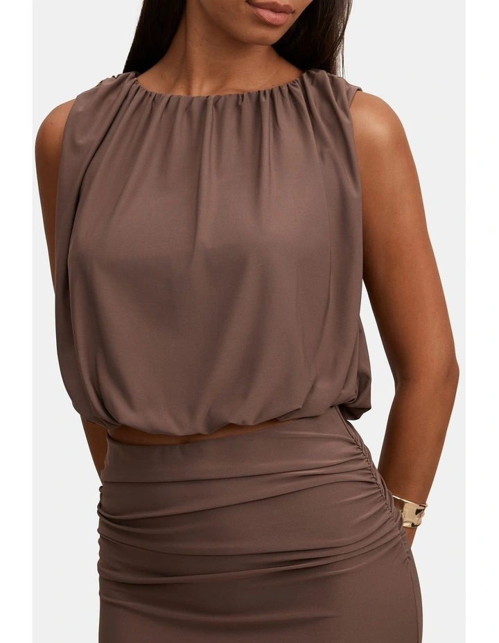 Sutton Sleeveless Bubble Top in Brown image 4
