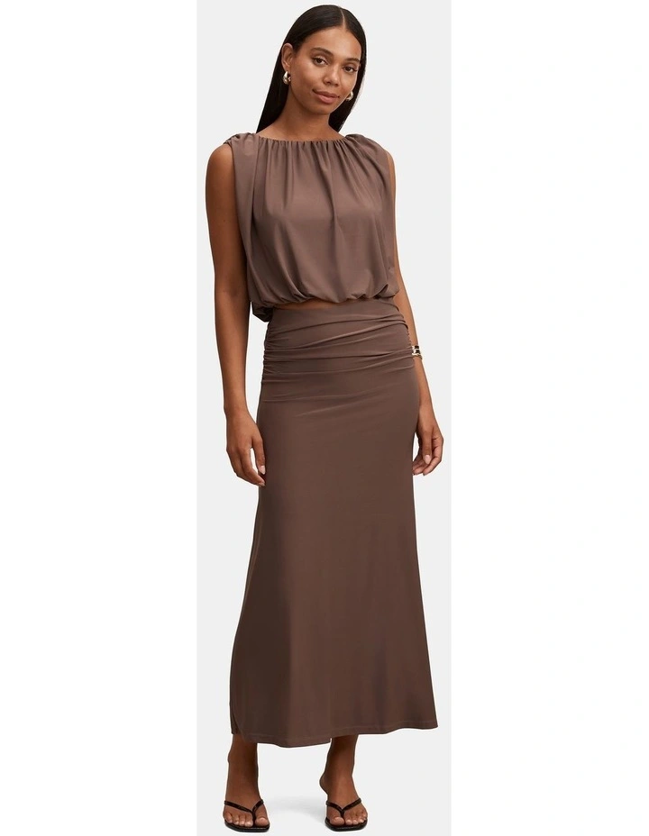 Sutton Sleeveless Bubble Top in Brown image 5