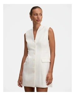 Amity Sleeveless Blazer Dress in White