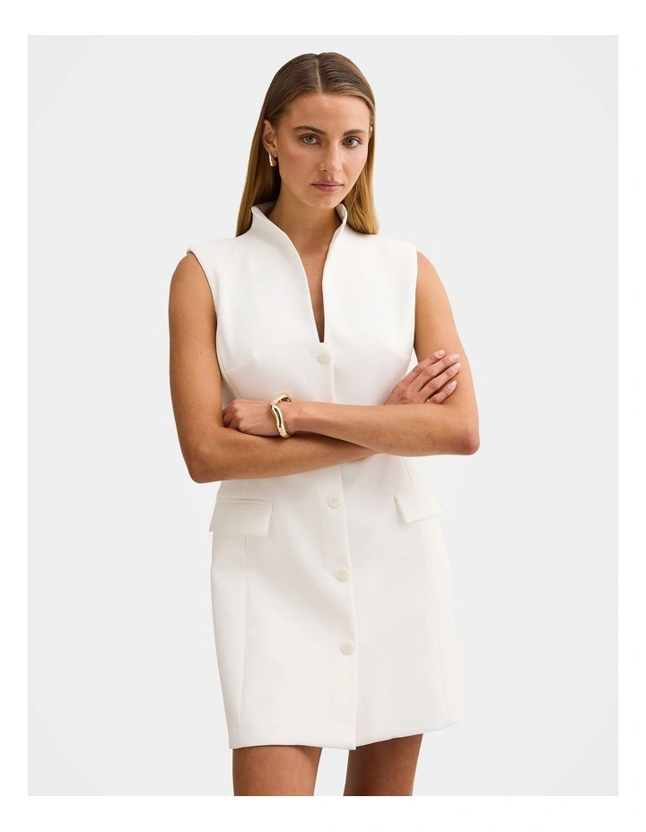 Amity Sleeveless Blazer Dress in White image 1