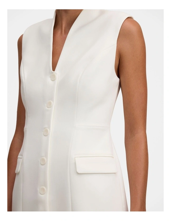 Amity Sleeveless Blazer Dress in White image 3