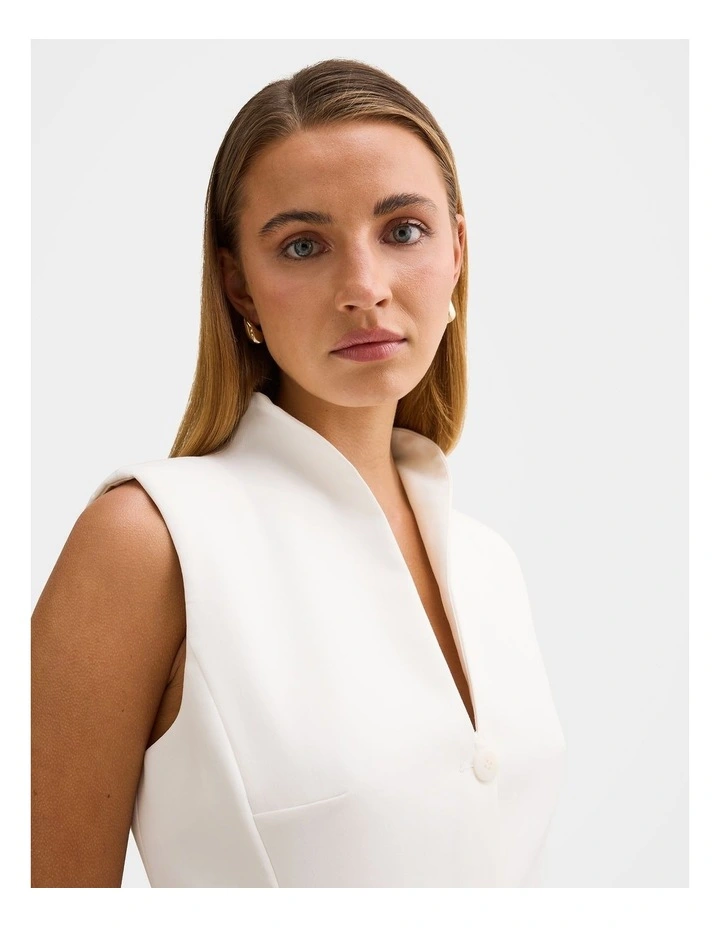 Amity Sleeveless Blazer Dress in White image 4