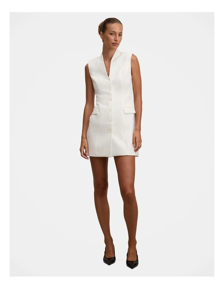 Amity Sleeveless Blazer Dress in White image 5