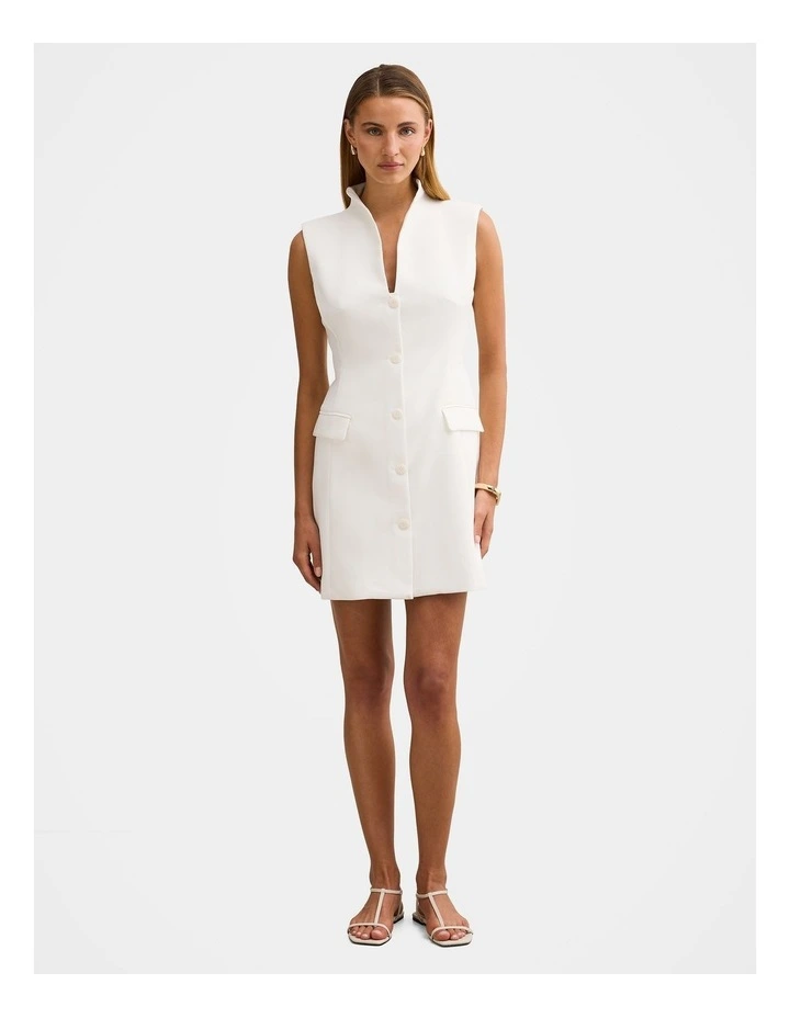 Amity Sleeveless Blazer Dress in White image 5