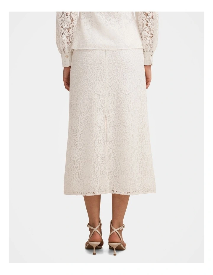 Loretta Lace Midi Skirt in White image 2