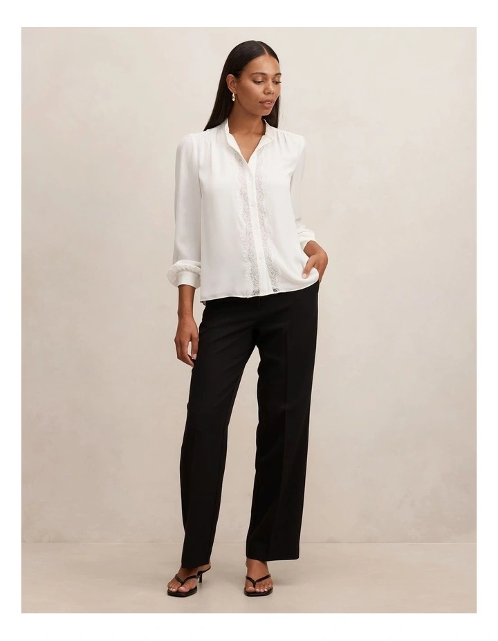 Poppy Lace Trim Blouse in White image 5