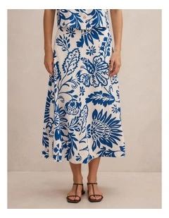 Darcy Printed Seamed Midi Skirt in Multi