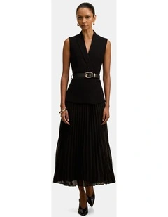 Bianca Woven Mix Knitted Dress in Black