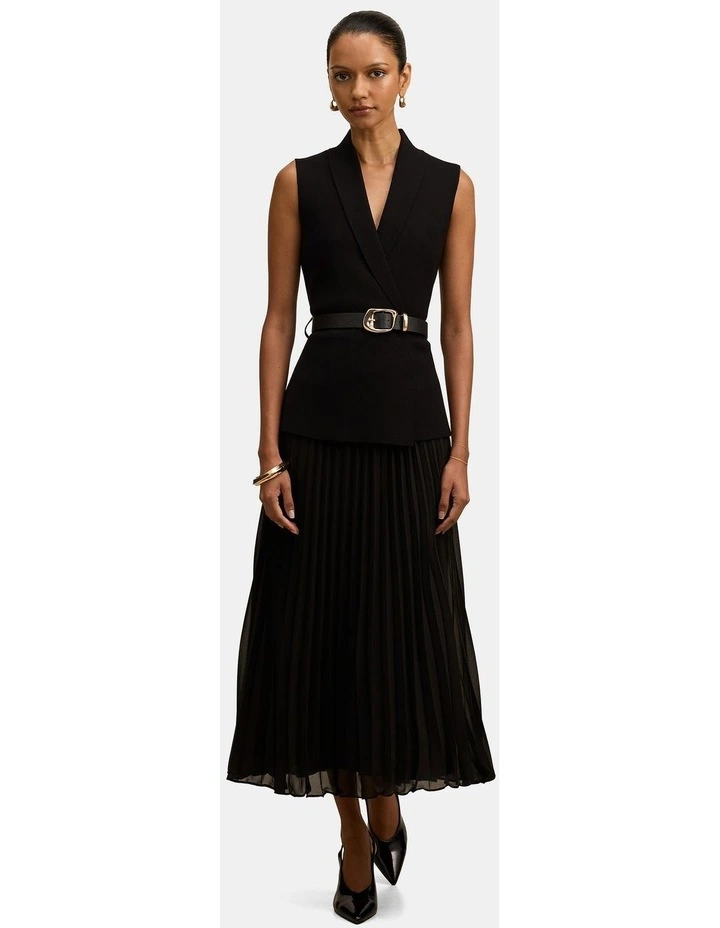 Bianca Woven Mix Knitted Dress in Black image 1