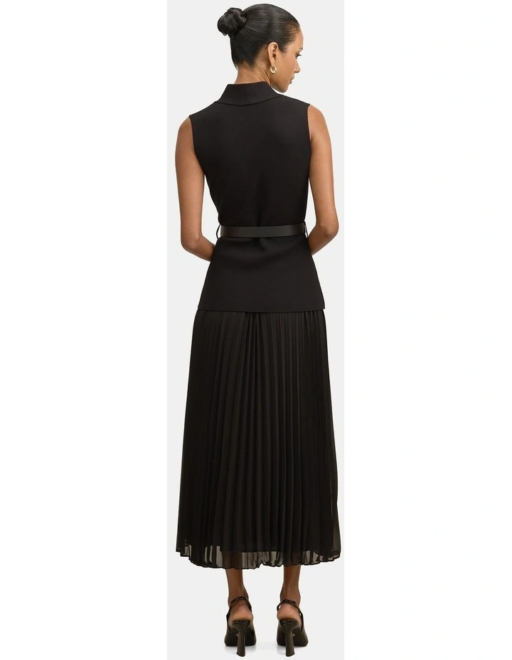 Bianca Woven Mix Knitted Dress in Black image 2